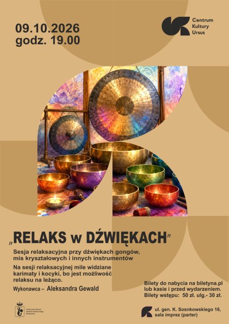 Relaks w Dźwiękach - sesja relaksacyjna przy dźwiękach Mis Kryształowych i Gongów. Aleksandra Gewald